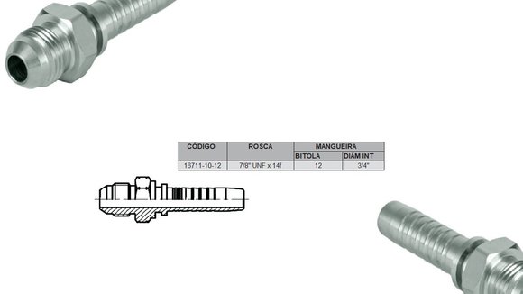 Imagen de MACHO RECTO JIC 7/8" UNF X 14F 12 MANG.3/4"